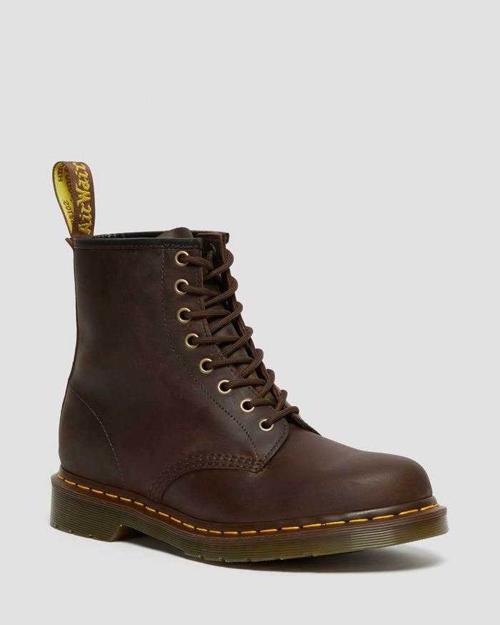 Dr Martens Mens 1460 Crazy Horse Leather Lace Up Ankle Boots Brown - 04982VCJU